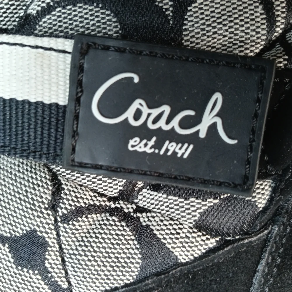 Coach 'Mariette' Womens Logo Canvas Quilted Rabbit Fur Trimmed Winter Boots. Sz_8